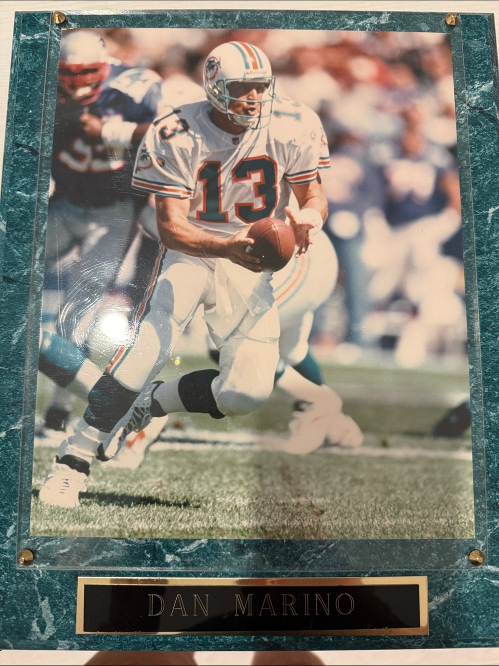 Dan Marino Football Action Print - Teal Frame